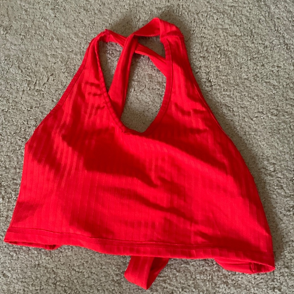 Red tie back tank